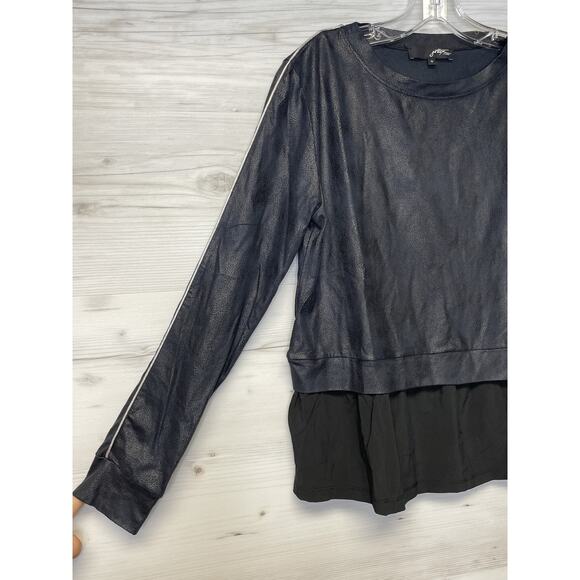 Gottex Studio Pullover Womens Small Black Metallic Sheen Long Sleeve Layered Top - Picture 3 of 9